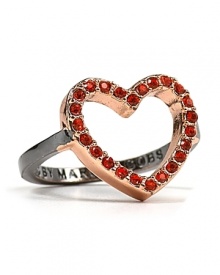 Say I do to MARC BY MARC JACOBS' red pavé heart ring. The crystal-coated bauble is crush-worthy with LBDs or denim and tees.