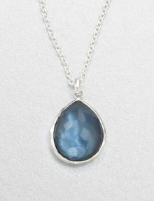 From the Wonderland Collection. Faceted, teardrop shaped indigo doublet set in hammered sterling silver on a link chain. Indigo doubletSterling silverLength, about 16-18 adjustablePendant size, about .9Lobster clasp closureImported 