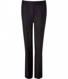 Stylish pants in black textured virgin wool - Fashionable slim cut (slim fit) with a moderately high rise - Slanted pockets - The creases make a particularly slim silhouette - Lightweight and wonderfully comfortable - A modern interpretation of a classic - Ideal for numerous occasions, from casual to chic - Styling: pair with a dress shirt, cashmere pullover, a cool shirt, cardigan