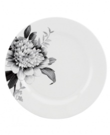 Subdued in shades of gray, the vivacious florals of Moonlit Garden dinnerware adorn this sleek white dinner plate with modern romance. In durable Lenox porcelain. Qualifies for Rebate