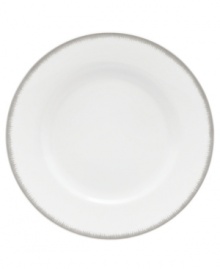 Fresh and cool in crisp white, the Silver Leaf salad plate delivers modern style and iconic craftsmanship. Delicate feathered platinum applied using Wedgwood's signature technique shimmers with whimsy on sleek bone china.