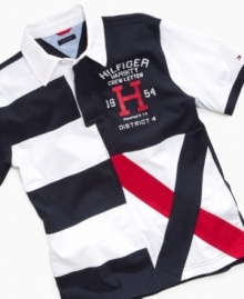 Points for participation! He'll feel like he's part of the team in this nautical-inspired shirt from Tommy Hilfiger.