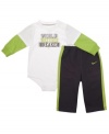 Power performance. Set him up for top marks with one of these sporty bodysuit and pant sets from Nike.