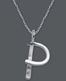 The perfect personalized gift. A polished sterling silver pendant features the letter P with a chic asymmetrical shape. Comes with a matching chain. Approximate length: 18 inches. Approximate drop: 3/4 inch.