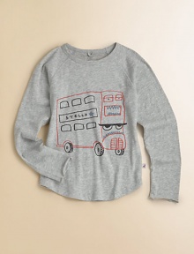 For the little man on the go, a laid-back tee featuring a double-decker bus brought to life.CrewneckLong sleevesCurved hemOrganic cottonMachine washImported