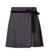 A fun and flirty take on this timeless staple separate, Valentino R.E.D.s wool herringbone kilt-style skirt is a must for tailored work looks - Wrapped front with snap closure at waist, velvet self-tie sash - Mini-length - Team with cashmere pullovers, flats and a carryall tote for work