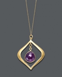 A bold twist on the traditional evil eye pendant -- Studio Silver's design boasts rich, intricate colors and a unique design. A pear-cut amethyst (6-1/2 ct. t.w.) forms the eye within a shiny 18k gold over sterling silver setting. Approximate length: 18 inches. Approximate drop: 1-1/2 inches.