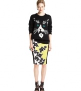 Graphic florals add a modern edge to this otherwise feminine Bar III pencil skirt -- combine it with a contrasting print!