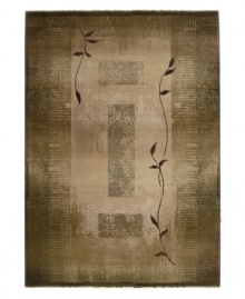 A square rug that is ideal for open spaces. Beautiful and modest, this rug features a faded backdrop of earth hues gradually ascending from dark to light, creating a subtle yet graceful look. Elegant, curvilinear vines are patterned on the rug, completing its stunning style. Easy-care polypropylene ensures durability.