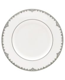 From the Lenox Classic Collection, Federal Platinum formal dinnerware and dishes add a luxurious note to your table. Made of exquisite white bone china with platinum trim, a complete selection of pieces is available. Coordinating Debut Platinum crystal stemware adds the finishing flourish. Qualifies for Rebate