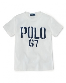 A classic tee is rendered in cotton jersey for a fun and casual look.