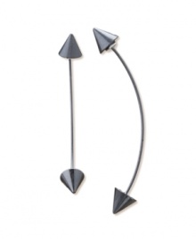 When a fun fashionista dares to get dramatic. Earrings by RACHEL Rachel Roy feature two spike endings crafted in hematite tone mixed metal. Approximate drop: 2 inches.