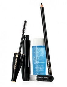 Create your most eye-catching beauty. Starring Hypnose Mascara, the classic necessity for buildable, custom volume. Instantly increases lash volume up to 6 times. Gift set contains: Hypnose Custom Volume Mascara in Black 0.22 oz., Cils Booster XL Super-Enhancing Mascara Base 0.07 oz., Le Crayon Khol Eyeliner in Black Ebony 0.07 oz., Bi-Facil Double-Action Eye Makeup Remover 1.7 oz.. 