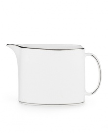 Express the best of taste at the table. Lustrous banded details add a crisp, clean finish to the white china creamer.