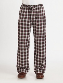 Take a well-deserved breather each and every weekend and pair this comfortable lounge pant set in pure brushed cotton flannel.Elastic waistbandInseam, about 31CottonMachine washImported