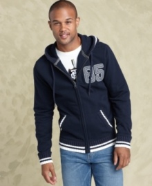 If style were a sport, this handsome hoodie by Tommy Hilfiger would land you on the varsity team.