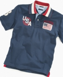 He can show off his US pride with this preppy Cameron polo shirt from Tommy Hilfiger.