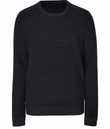 Finish your look on a timeless-modern note with Rag & Bones cool charcoal striped pullover - Crew neckline, long sleeves, charcoal ribbed trim - Contemporary slim fit - Wear with tees and jeans, or over button-downs and slim cut trousers