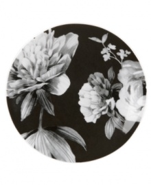 Subdued in shades of gray, the vivacious florals of Moonlit Garden dinnerware cover these sleek black tidbit plates with modern romance. Perfect for snacks and small plates, in durable Lenox porcelain. Qualifies for Rebate