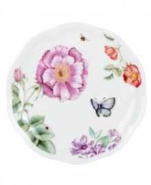 Grow your garden. Butterfly Meadow Bloom dessert plates from Lenox feature the sturdy, scalloped porcelain of original Butterfly Meadow dinnerware but with a variety of fresh floral motifs. Qualifies for Rebate