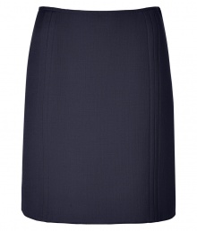 Add classic style to your work-ready look with this chic wool skirt from Jil Sander Navy - Classic mid-length skirt with welt seam details, concealed side zip closure - Style with a tie-neck blouse, a fitted blazer, and patent pumps