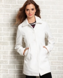 A two-button closure and thigh-grazing length equip Krush's wool-blend coat with an elegance that's always in style.