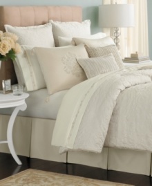 Elegant sanctuary. Intricate quilted details create a lush landscape in this ornate Marble Mist comforter set from Martha Stewart Collection. Soothing hues finish the set for a completely relaxing retreat.