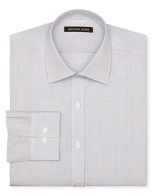 The tiny windowpane check design of this dress shirt exudes classic sophistication with modern flair, tailored for a regular fit from the always dapper Michael Kors.