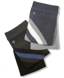 Nautica adds the surprise of bold, off-center stripes to a cozy knit scarf.