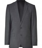 Add instant elegance to your workweek look with this sophisticated blazer from Hugo - Narrow lapels, two-button closure, single chest pocket, front flap pockets, slim fit, double back vent - Pair with matching pants and a striped button down