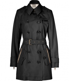 With heritage detailing reflecting the original Burberry trench coat, this cotton poplin version from Burberry Brit counts as an iconic, multi-season investment - Classic collar with double belted latch and hook closure, set-in long sleeves with belted zippered cuffs, epaulettes, gun flap, double-breasted button-down front, zippered pockets, belted waist, rain shield - Fitted silhouette - Pair with slim trousers or jeans and a cashmere pullover