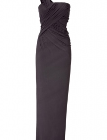 Luxurious gown in fine viscose - Spandex stretch makes it wonderfully comfortable - asymmetrical cut with sexy, one shoulder strap - figure-flattering draping creates stunning silhouette - Ideal dress for any special evening occasion - Pair with heels and clutch