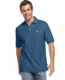 You'll not only look cool but you'll scientifically stay cool with this Tommy Bahama polo made from moisture-managing fabric to keep you dry. Great for outdoor activities like golf or sailing.