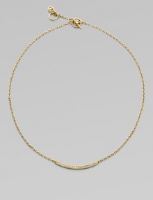 A delicate style featuring a curved bar encrusted in sparkling rhinestones on a link chain. Goldtone brassGlass stonesLength, about 16Toggle closureImported 