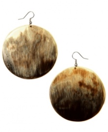 Organic glamour. Crafted with natural horn, the neutral coloration of RACHEL Rachel Roy's circular drop earrings makes them easy to blend in with your wardrobe. Earwires crafted from silver tone mixed metal. Approximate drop: 2-1/4 inches.