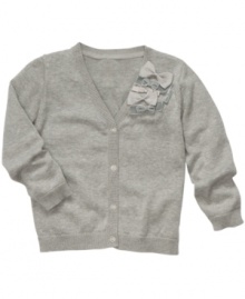 Wrap her up in the cute style of this cardigan from Osh Kosh. She'll look extra sweet with the decorative bows at the neckline.