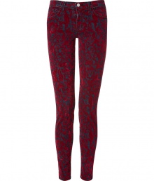 A rock n roll-inspired brocade print brings a bold edge to these statement-making skinnies from J Brand Jeans - Classic five-pocket styling, slim leg, all-over velvet brocade print - Pair with a slinky evening top or a worn-in tee, a leather jacket, and platform booties