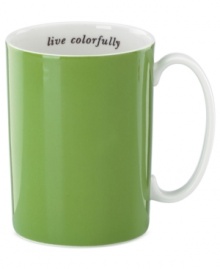 Take advice in your coffee or tea with the Live Colorfully mug by kate spade new york. A colorful quotation inside and bright green exterior make it a fabulous keepsake for you or a friend.