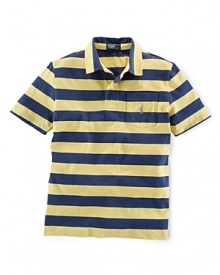 Soft cotton jersey gives this striped short-sleeved polo shirt an authentic look and feel.