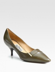 Signature goldtone hardware and a kitten heel complete this point toe pump of supple Italian leather. Self-covered heel, 2½ (65mm)Leather upperPoint toeLeather lining and solePadded insoleMade in Italy