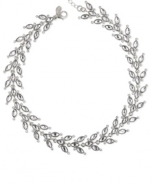 Grow your collection with this vine-inspired collar necklace from 2028. Shimmering glass crystals are displayed on a linked silhouette. Crafted in silver-tone mixed metal. Approximate length: 16 inches + 3-inch extender.