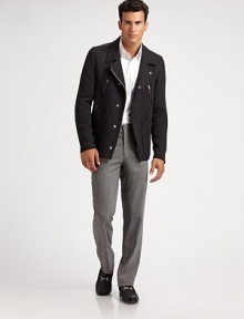 A straight-leg silhouette in Italian virgin wool, tailored with a modern fit and a subtle touch of stretch. Side slash, back welt pocketsInseam, about 3495% virgin wool/5% elastaneDry cleanImported