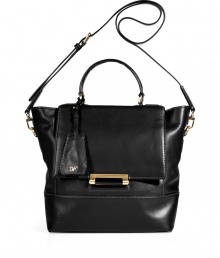 With a ladylike top handle and practical crossbody strap, Diane von Furstenbergs leather satchel is perfect choice for busy days - Flap with push-lock bar closure, zippered back pocket, satchel handle with lips mirror concealed in attached logo fob, removable belted crossbody strap, inside zippered back wall pocket, two front wall slot pockets, zippered front wall pocket, protective feet - Wear as a chic polish to tailored business looks