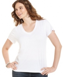 Team your fave jeans with American Rag's plus size tee, featuring raw edges for a vintage feel.