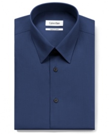 This no-iron, slim-fit Calvin Klein dress shirt will be your go-to when you need crisp style in a snap.