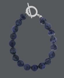 Capture all the shades of blue in one bold bracelet. Avalonia Road bracelet features round sodalite beads (10 mm) with a sterling silver toggle clasp. Approximate length: 7-1/2 inches.