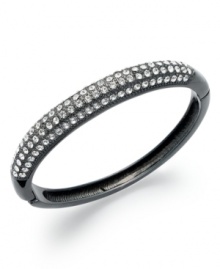 Put on a dazzling display of elegance with this bangle bracelet from Charter Club. Crafted from hematite-tone mixed metal, the bracelet has glass crystal accents for a bit of luster. Approximate diameter: 2-1/4 inches.