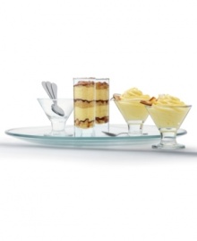 Everything in moderation. This party-perfect dessert set from The Cellar features scaled-down shot and martini glasses for a taste of something sweet. An oval serving platter is just calling for a spread of bite-size baked goods.