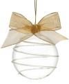 Give it a swirl. Simple yet chic, this Blow Glass Ball embodies a look of pure clarity with a whimsical swirl embellishment for a lovely presentation. With gold bow and hanging thread.