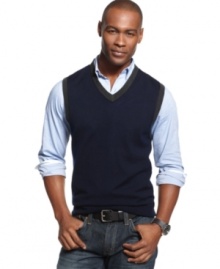 Trim it out. This wool-blend sweater vest from Club Room shows you pay attention to detail.